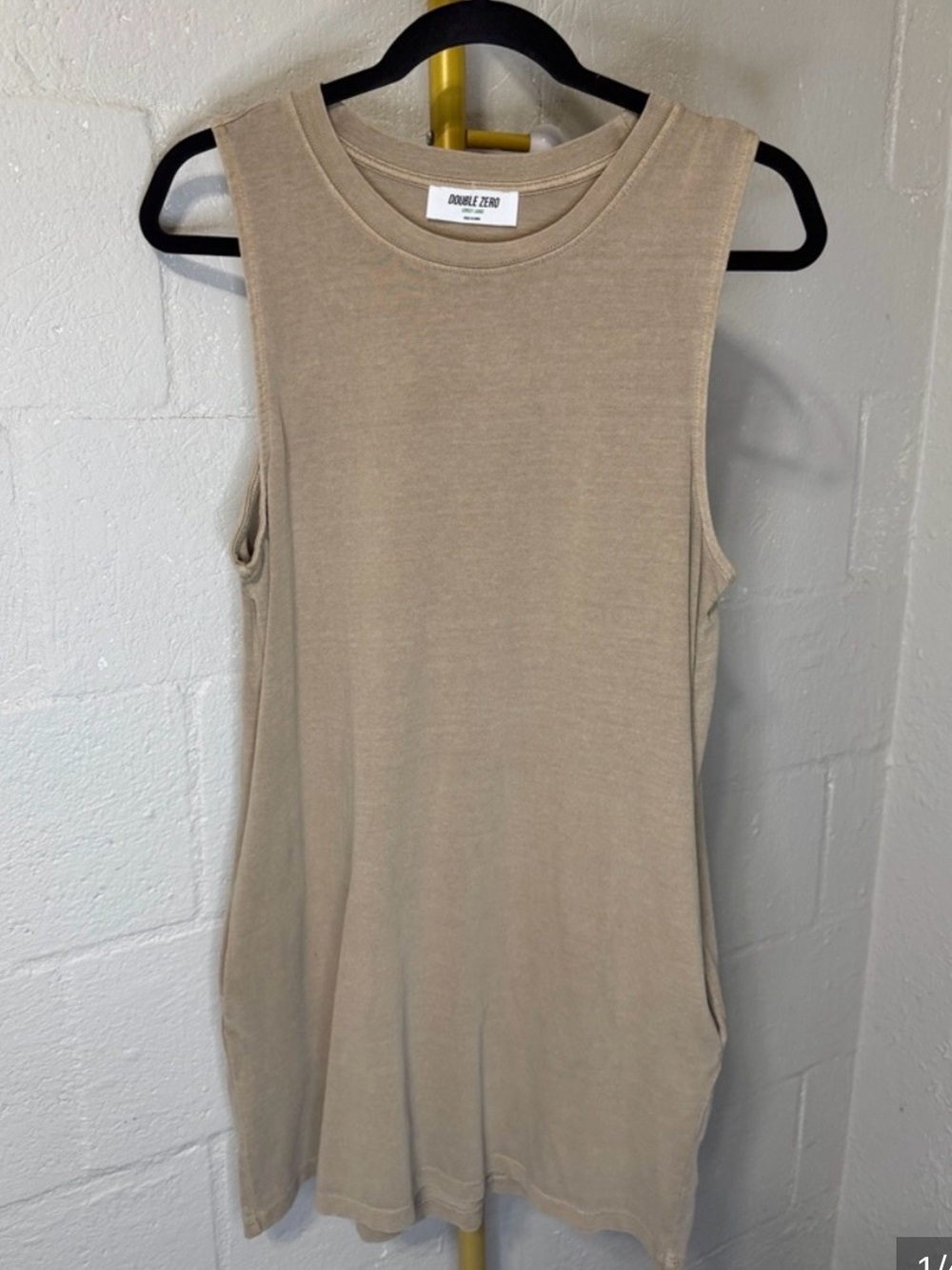 DOUBLE ZERO YUMMY 100 P cotton bohemian TALUM sand color mini tee dress